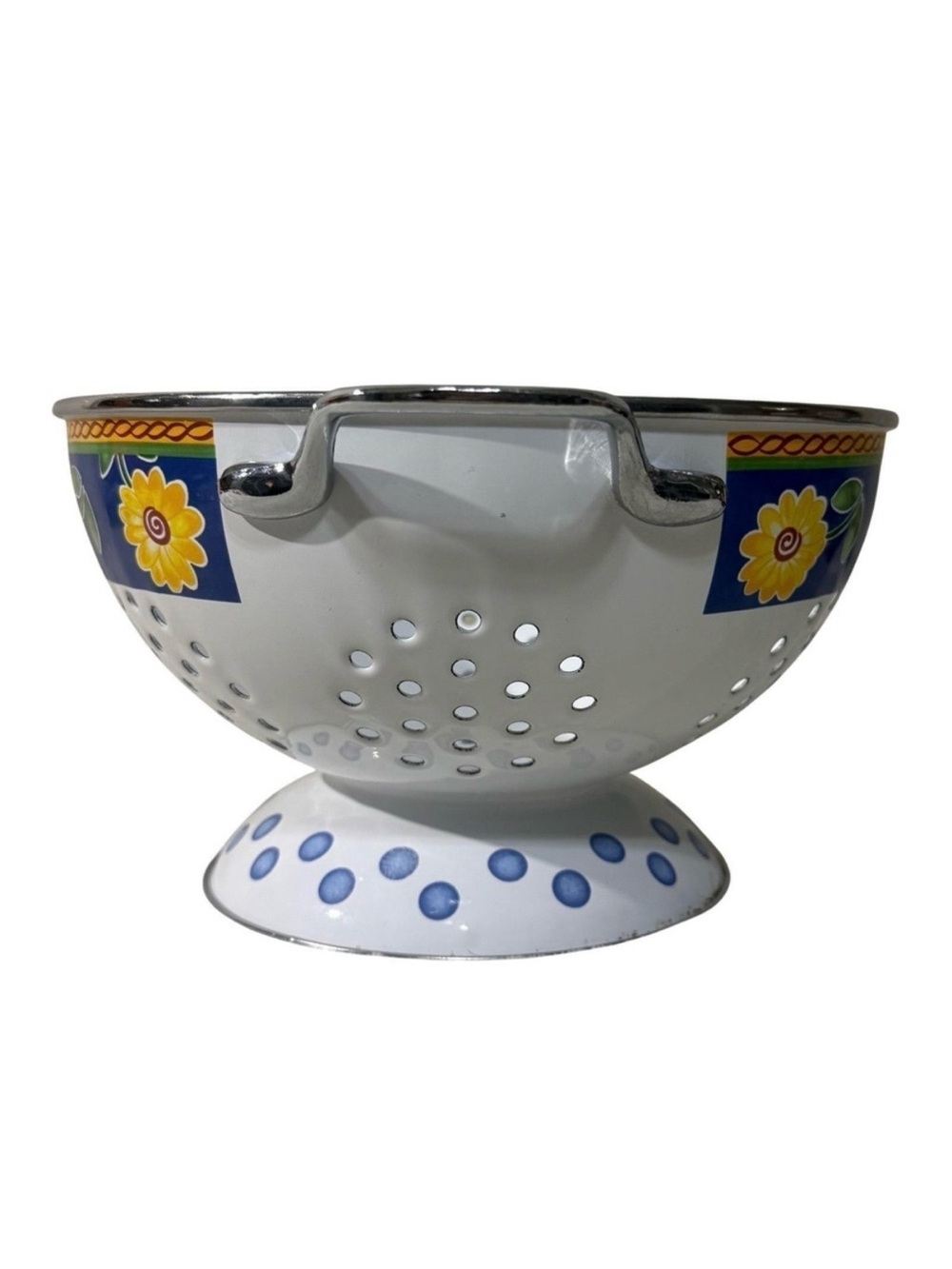 Villeroy & Boch Colander White Sunflower Floral Polka Dots Farmhouse Vintage